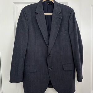 Brooks Brothers Navy Blue & Grey Plaid Checkered Wool Blend Blazer Jacket